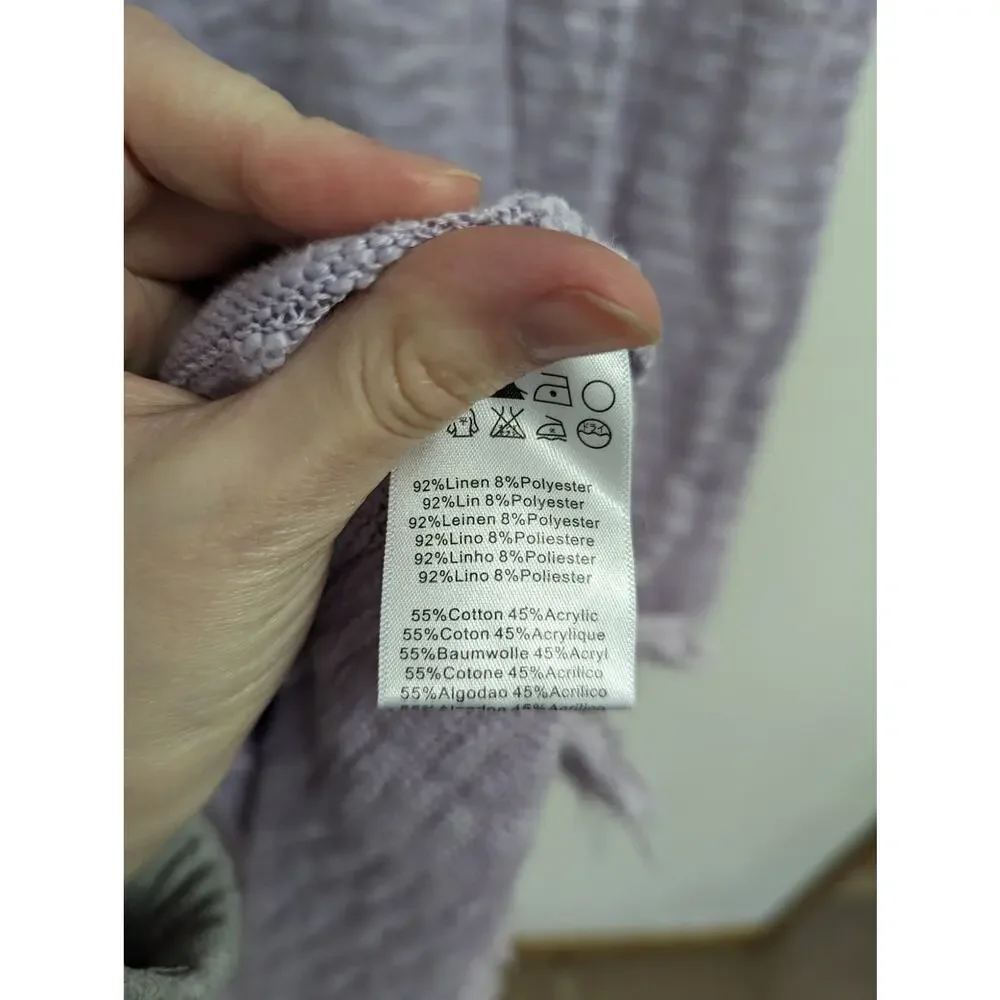 Anthropologie Callahan Acadia Sweater Dress Midi Macrame Hem Lavender Large - Picture 9 of 11